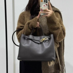 Túi Xách Bottega Veneta Andiamo Bản Hàn Da Bê Size 32 Màu Xanh Army