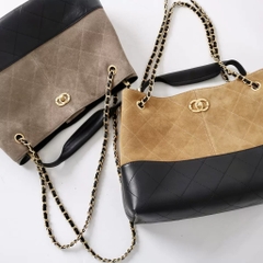 Túi Xách Chanel Shopping Bag Bản Hàn Size 35cm Màu Ghi - Đen