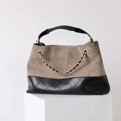 Túi Xách Chanel Shopping Bag Bản Hàn Size 35cm Màu Ghi - Đen