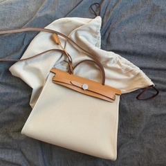 Túi Xách Hermes Herbag Remake Hàn Màu Nâu Canvas