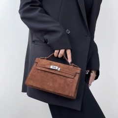 Túi Xách Hermes Kelly Pochette Bản Hàn Size 22 Da Lộn
