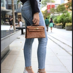 Túi Xách Hermes Kelly Pochette Bản Hàn Size 22 Da Lộn