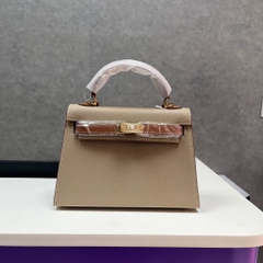 Túi Xách Hermes Remake Korea Kelly Nâu 2 Màu Size 22cm
