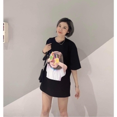 Áo Phông ADLV Baby Face Bôi Sơn Màu Đen