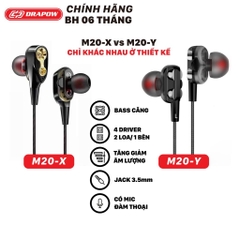 Tai nghe Gaming có dây Drapow M20 jack 3.5mm - 4 Driver, Có mic, Chỉnh volume