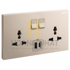 Ổ cắm đôi đa năng có USB sạc Galion 282444-C1