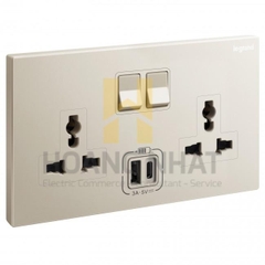 Ổ cắm đôi đa năng có USB sạc Galion 282444-C2