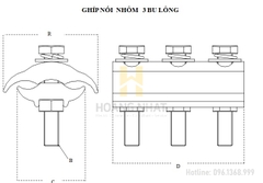 Ghíp nhôm 3 bulong A50-240 Đức Phát
