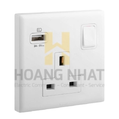 Ổ cắm đơn ba chấu chuẩn Anh có USB Eloe 618058