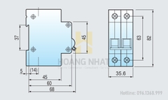 Aptomat MCB BKJ63N 2P 63A 6kA LS
