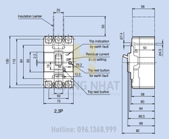 Aptomat ELCB EBN103c 3P 75A 18kA LS