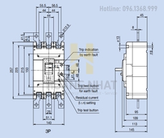 Aptomat ELCB EBN403c 3P 350A 37kA LS