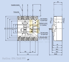 Aptomat ELCB EBS204c 4P 225A 37kA LS