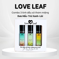 [Choco-Lài-Trà Xanh] Combo 3 chai Xịt thơm miệng Love Leaf Thơm Mát, Hộp 3 chai