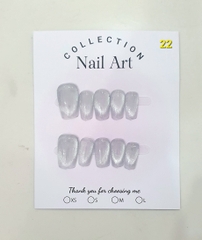 H03. Set 10 móng tay giả mắt mèo kèm keo và giũa móng