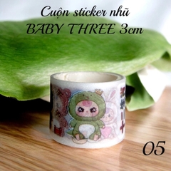 Cuộn sticker trong nhũ BABY THREE 3cm