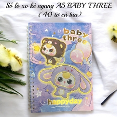 Sổ lò xo kẻ ngang A5 BABY THREE  (40 tờ cả bìa)