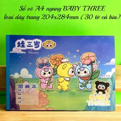 Sổ vẽ A4 ngang BABY THREE  loại dày trang 204x284mm