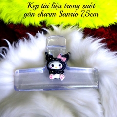Kẹp tài liệu trong suốt gắn charm Sanrio 7,5cm