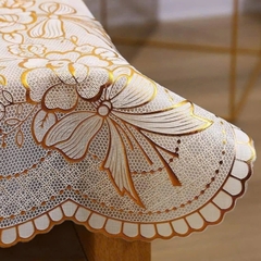 Khăn trải bàn nhựa hoa nhũ vàng không thấm nước 120x60cm