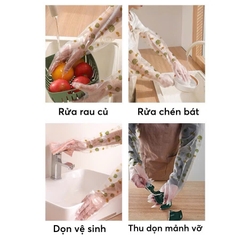 Bịch 5 đôi găng tay cao su pha nilon rửa bát siêu mỏng dai loại dài tiện dụng