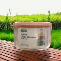 S4. Bộ 3 hộp thực phẩm tròn Hokori Việt Nhật 6528
