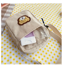 T10. Túi nhung kẻ sọc đeo chéo 13*18*5cm