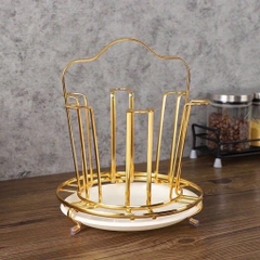 Khay Úp Ly Cốc Kim Loại Tròn Sang Trọng