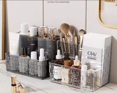 CT5. Hộp đựng bút, cọ trang điểm 3 ngăn trong suốt 13*9,5*8,5cm