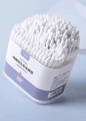 Hộp 200 Tăm Bông Ngoáy Tai 2 Đầu Màu Hồng