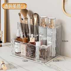 CT5. Hộp đựng bút, cọ trang điểm 3 ngăn trong suốt 13*9,5*8,5cm