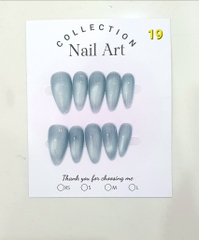 H03. Set 10 móng tay giả mắt mèo kèm keo và giũa móng