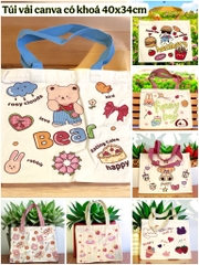 13.16 Túi vải canvas 1 lớp có khóa 40x34cm