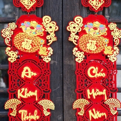 Bịch 2 Câu Đối T.ú.i T.i.ề.n Nhung Đỏ