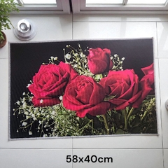 Thảm chân vải chữ nhật hoa 3D