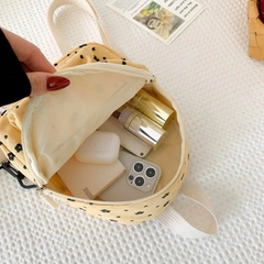 Balo vải nhung họa tiết hoa nhí 19*22*8cm