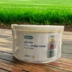 S4. Bộ 3 hộp thực phẩm tròn Hokori Việt Nhật 6528