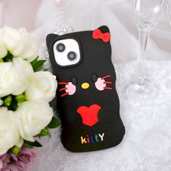 Ốp Lưng Điện Thoại Silicon Mèo Kitty Màu Đen Cho IPHONE