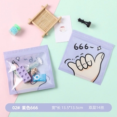 Sét 2 túi zip trong suốt phong cách ngôn ngữ bàn tay 13,5*13,5cm