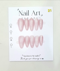 H03. Set 10 móng tay giả mắt mèo kèm keo và giũa móng