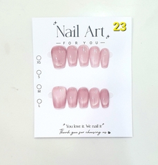 H03. Set 10 móng tay giả mắt mèo kèm keo và giũa móng