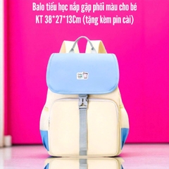 19.14.Balo học sinh phối màu 38*27*13Cm (Shop tặng kèm Pin)