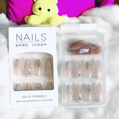 Set 24 móng đính đá kiểu keo