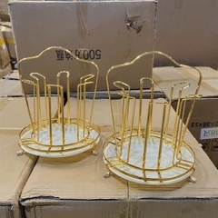 Khay Úp Ly Cốc Kim Loại Tròn Sang Trọng