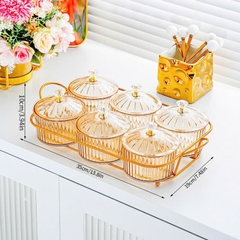 Bộ Khay 6 Hũ Đựng Mứt Tết Nhựa Màu Trà