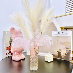 S3. Bình/lọ hoa thủy tinh vuông vàng 15,5cm