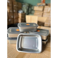 S4. Hộp Lạnh Inox Nắp Cam 1200ml (19x13,5cm)