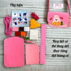 Phụ kiện làm túi đeo chéo dễ thương kèm móc chuông tua rua 12cm