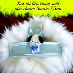 Kẹp tài liệu trong suốt gắn charm Sanrio 7,5cm