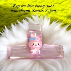 Kẹp tài liệu trong suốt gắn charm Sanrio 7,5cm